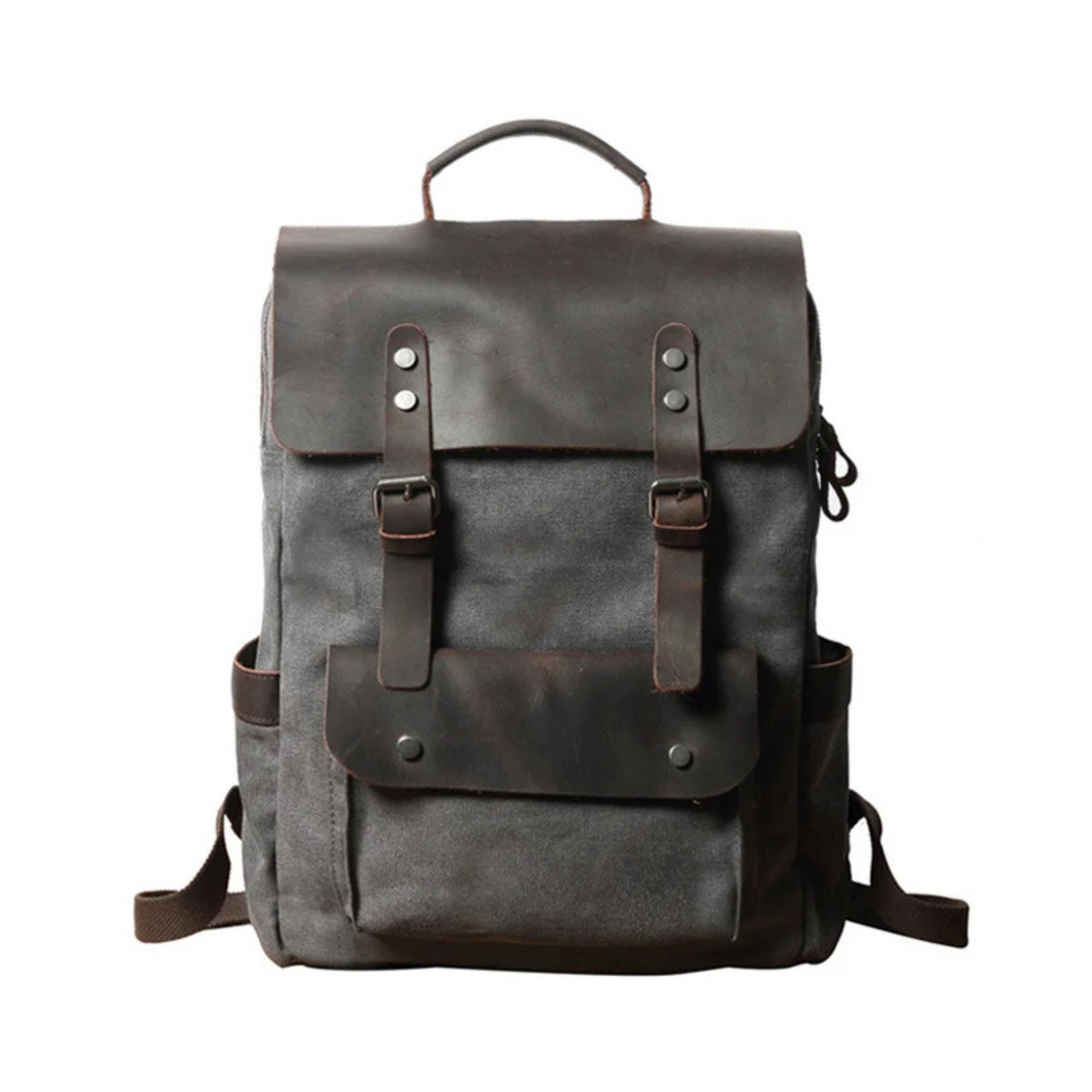Canvas Leather Backpack Casual Backpack School Backpack Rucksack
This backpack is very simple, yet fashionable and durable; it is made of selected thick genuine cow leather, quality canvas material, anti-rust hardware and nylon fabric. This bag is perfect as your everyday bag, school bag and it can fit a 14'' Laptop, an IPAD, A4 files, books, magazines, as well as many accessories.