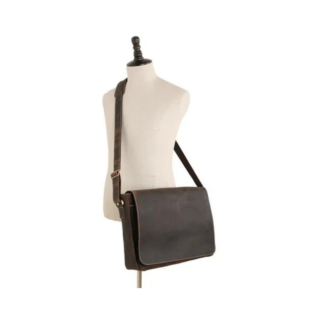 Genuine Leather Men Cross Body Messenger Bag, Laptop Bag, Satchel. Free Shipping