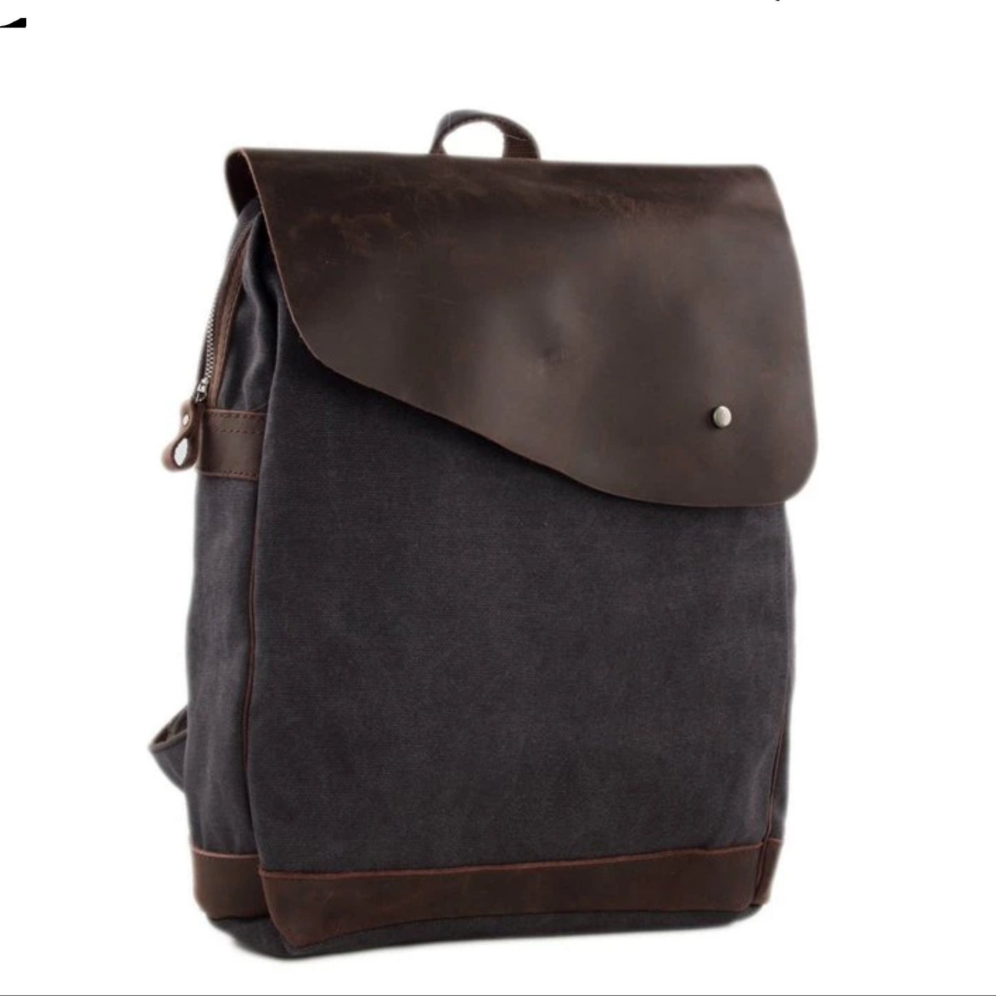 Handmade Canvas with Leather School Backpack - Blue Sebe Handmade Leather Bags