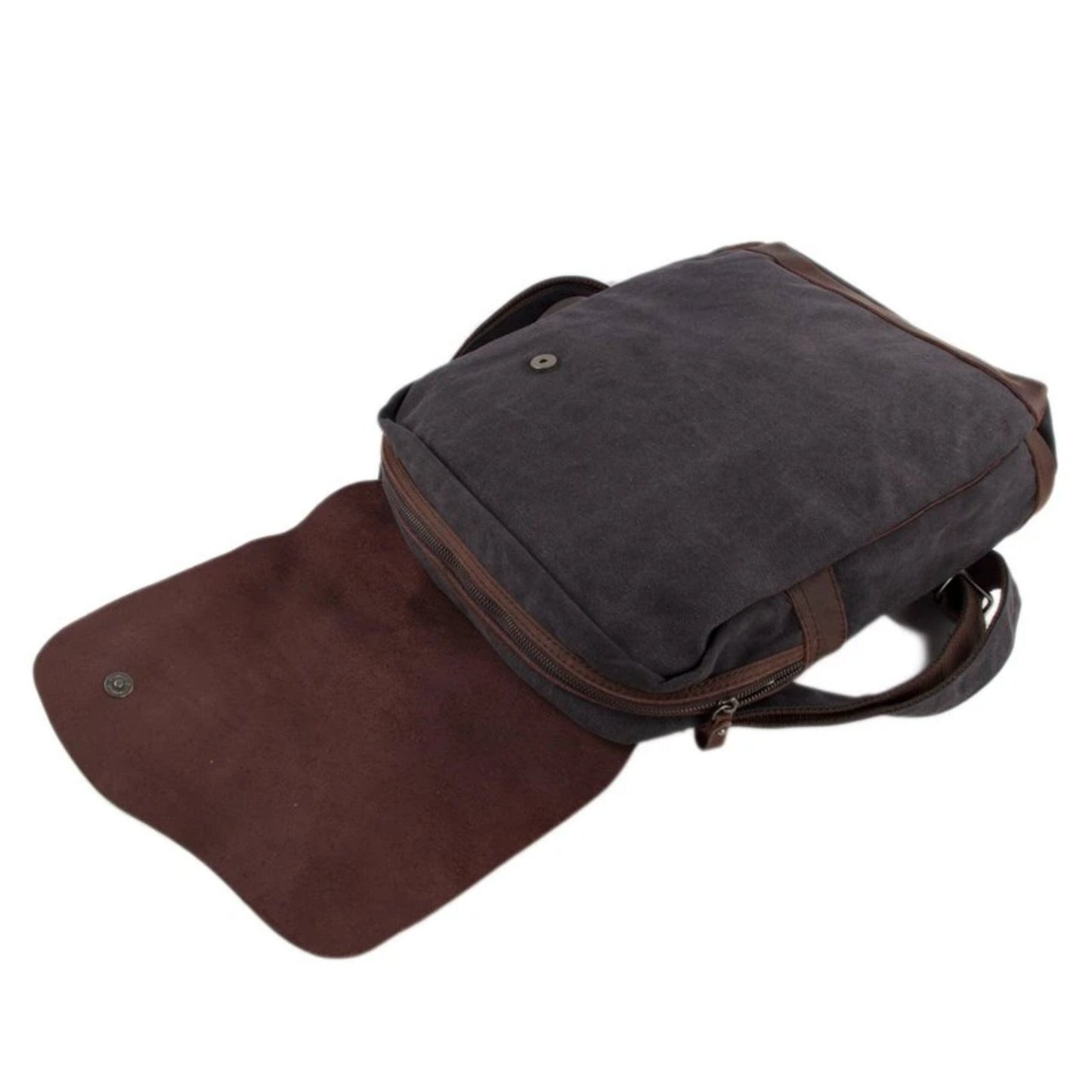Handmade Canvas with Leather School Backpack - Blue Sebe Handmade Leather Bags