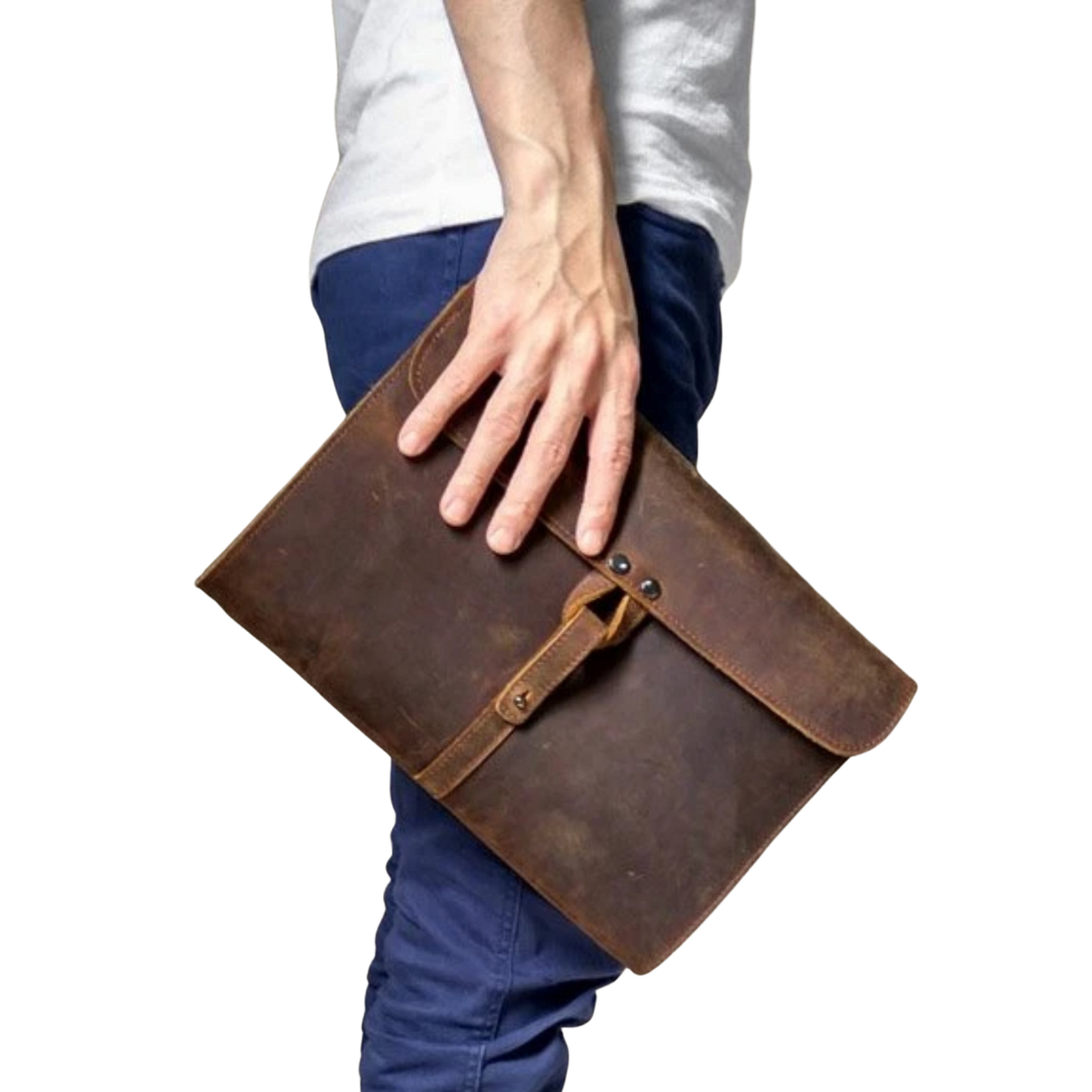 Handmade Genuine Natural Leather Clutch, Messenger Bag - DB - Blue Sebe Handmade Leather Bags