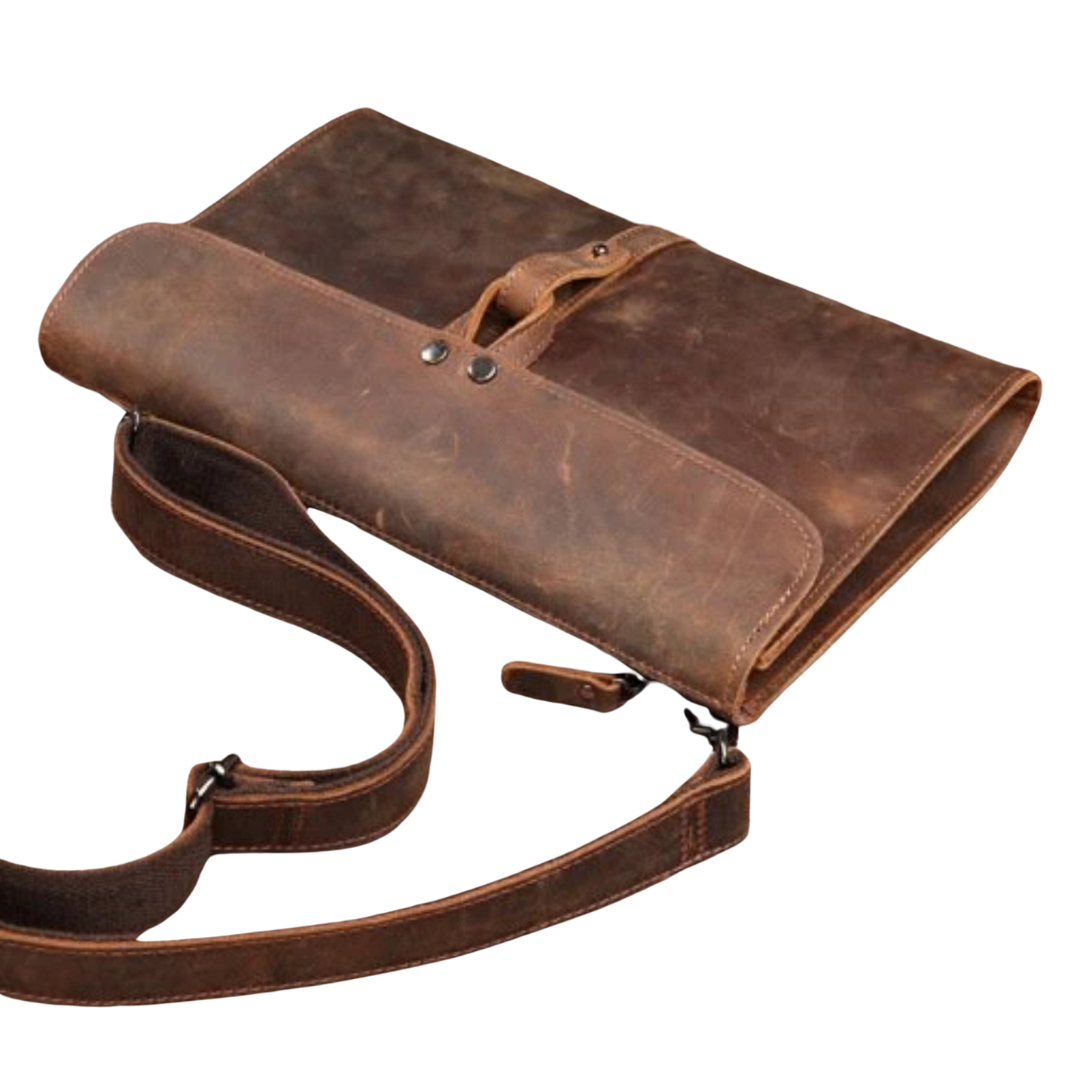 Handmade Genuine Natural Leather Clutch, Messenger Bag - DB - Blue Sebe Handmade Leather Bags