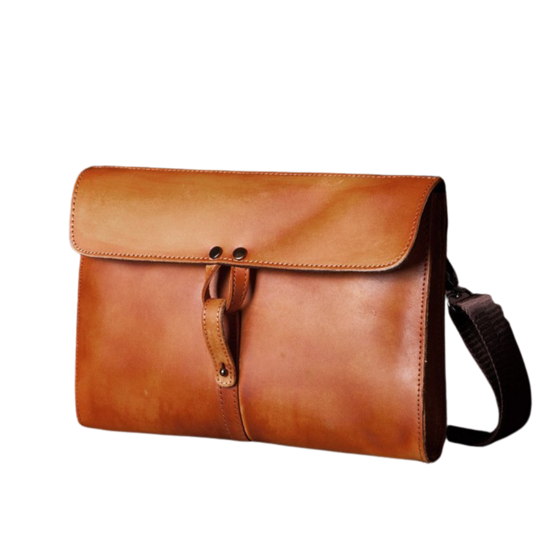 Handmade Genuine Natural Leather Clutch, Messenger Bag - DB - Blue Sebe Handmade Leather Bags