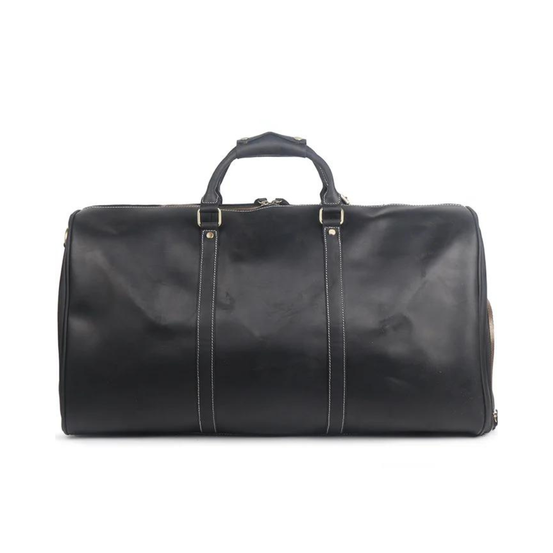 Handmade Large Vintage Full Grain Leather Duffle Bag with shoe Compartment. Free Shipping Available in 2 colors