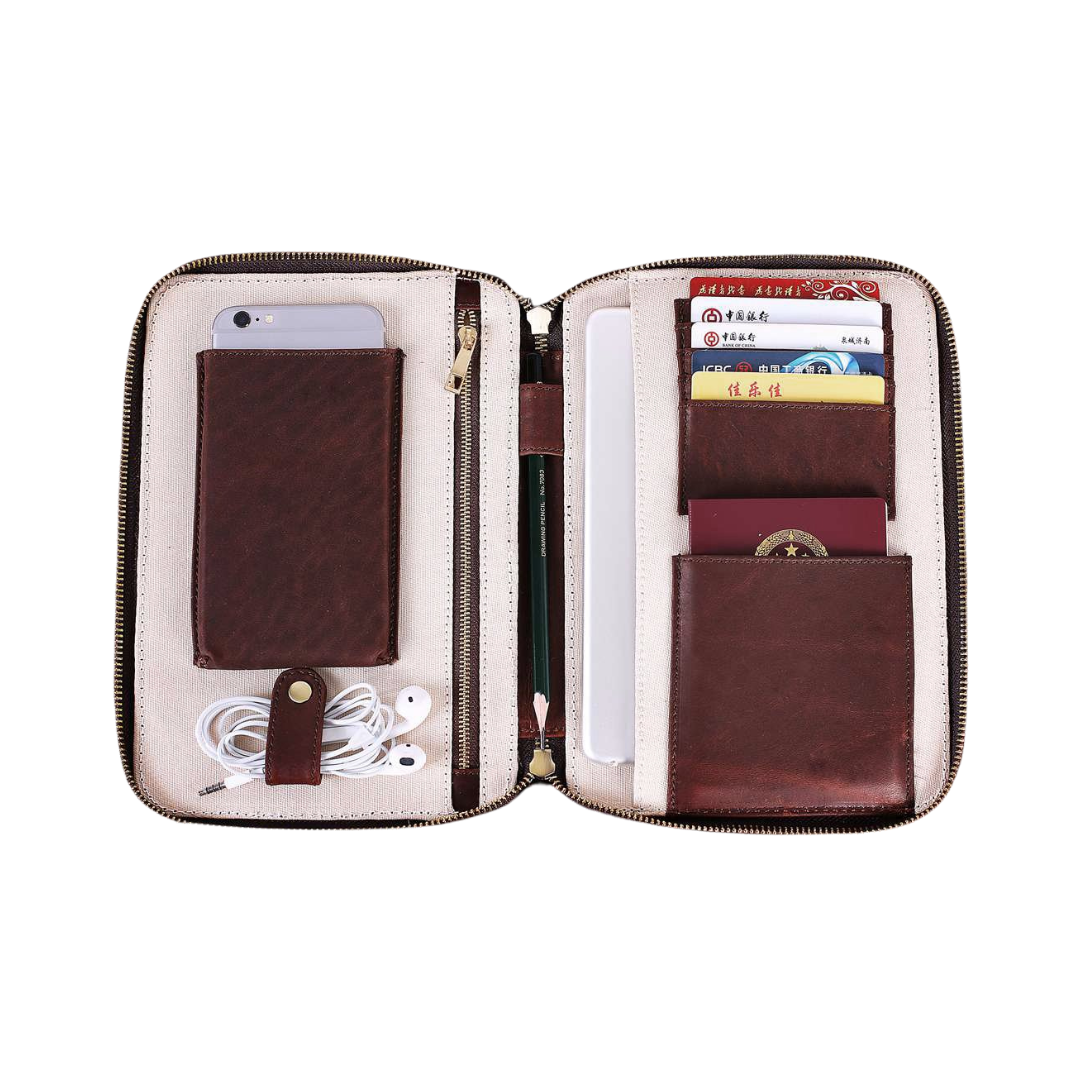 Personalized Initials Leather Travel Wallet, Passport Holder - Groomsmen Gift