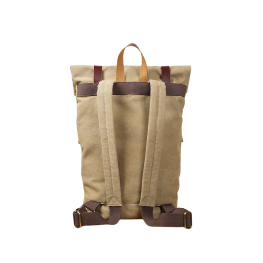 Handmade Minimalist Canvas Leather Backpack - Blue Sebe Handmade Leather Bags