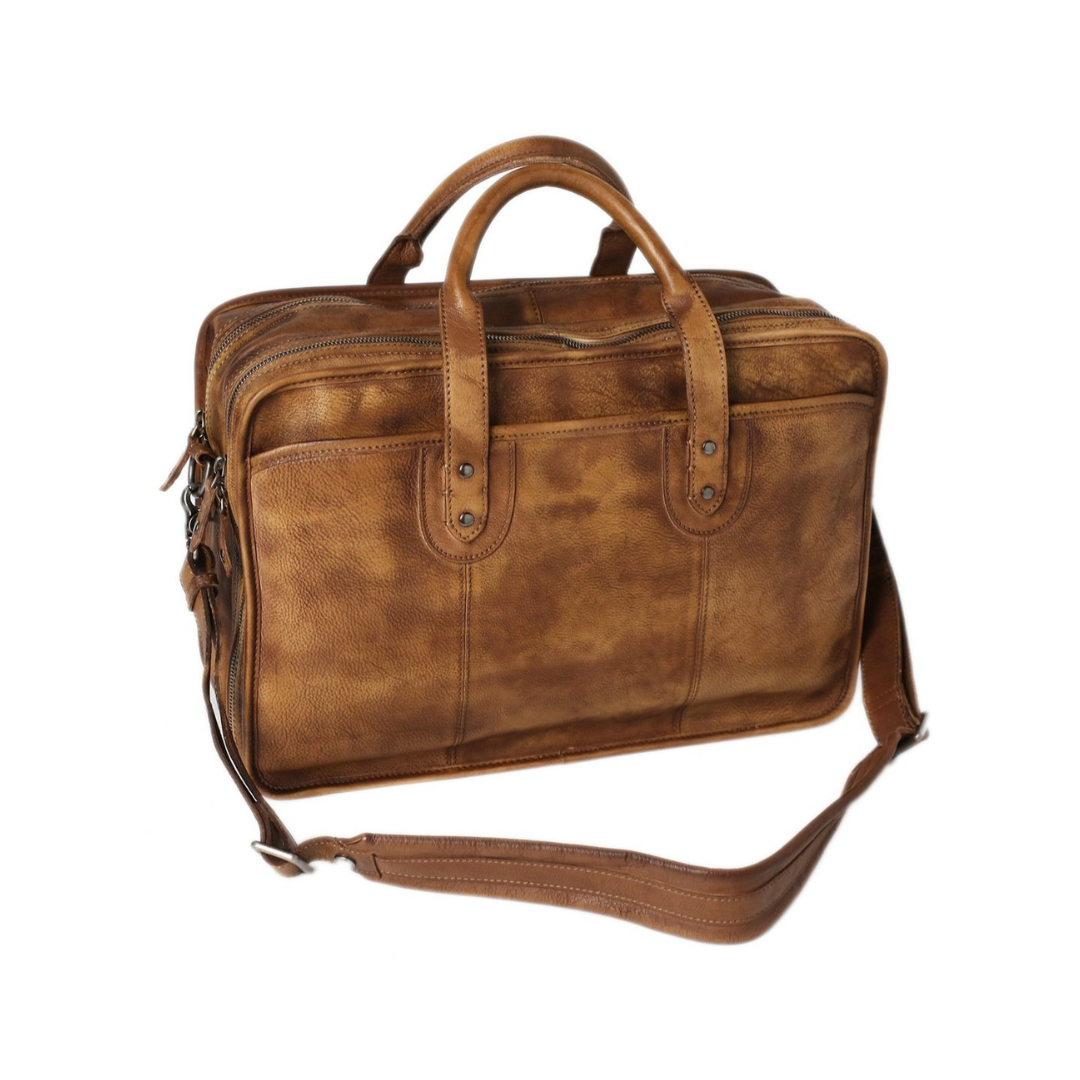 Handmade Vintage Full Grain Leather Mens Briefcase, 16'' Laptop Bag, Business Handbag