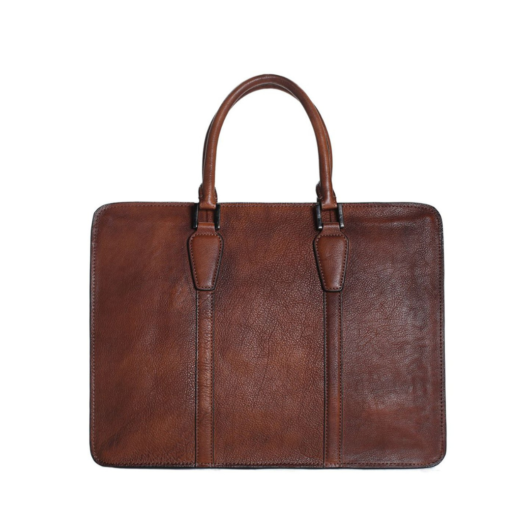 Handmade Vintage Full Grain Leather Briefcase, Laptop Bag, Men's Handbag 