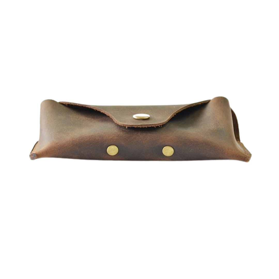 Handmade Retro Genuine Leather Sunglasses Case - Blue Sebe Handmade Leather Bags