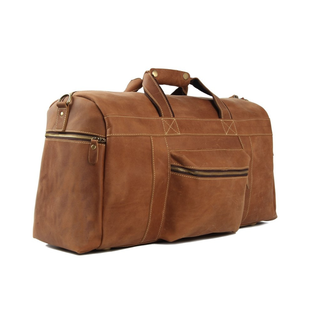 Handmade Retro Genuine Leather Travel Bag - Vintage Brown