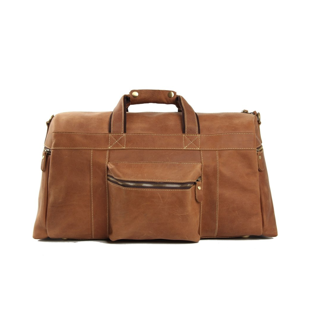 Handmade Retro Genuine Leather Travel Bag - Vintage Brown