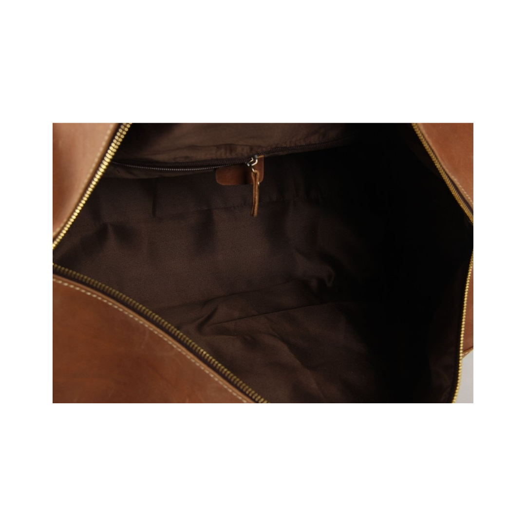 Handmade Retro Genuine Leather Travel Bag - Vintage Brown