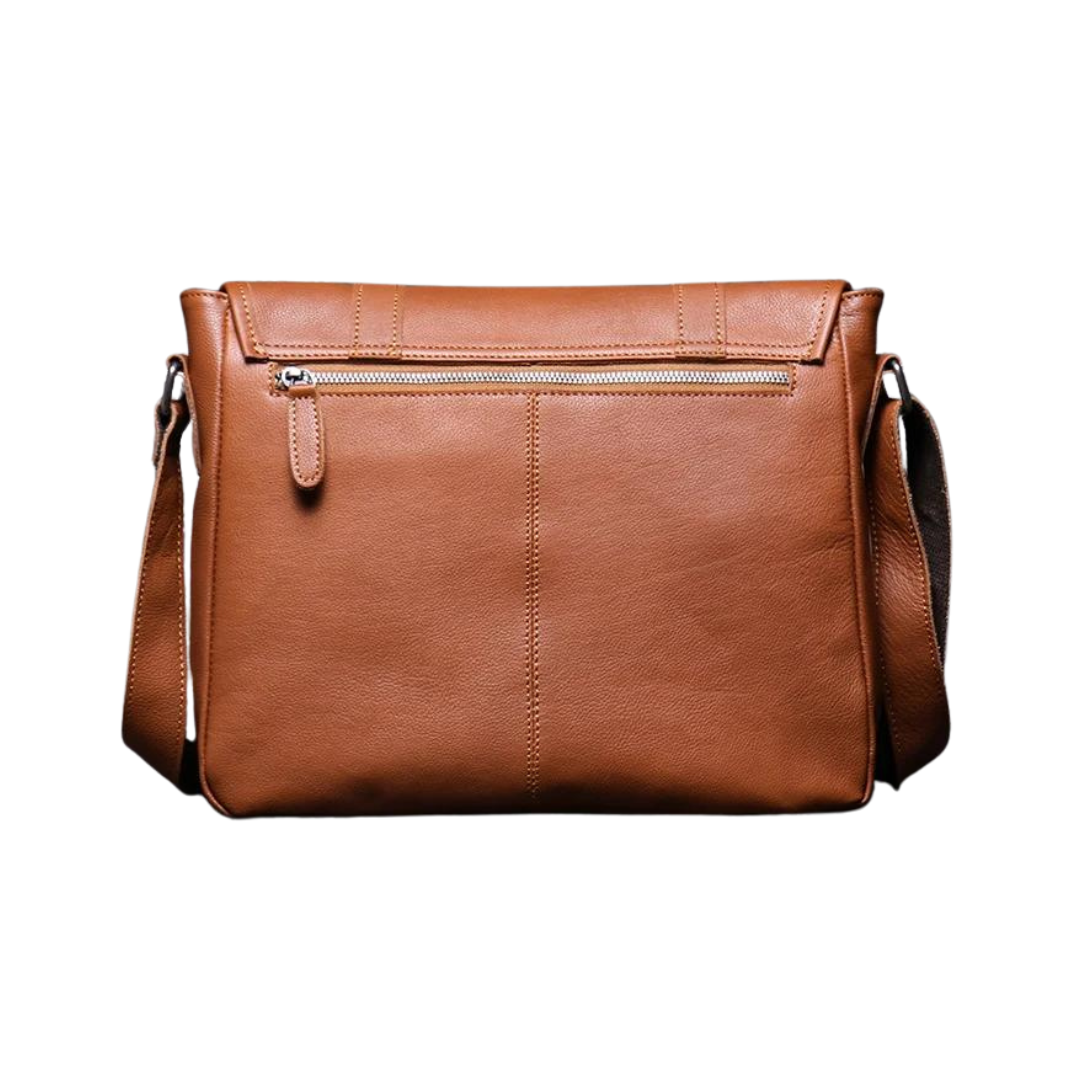 Handmade Vegetable Tanned Leather Cross Body Buckle Messenger Bag