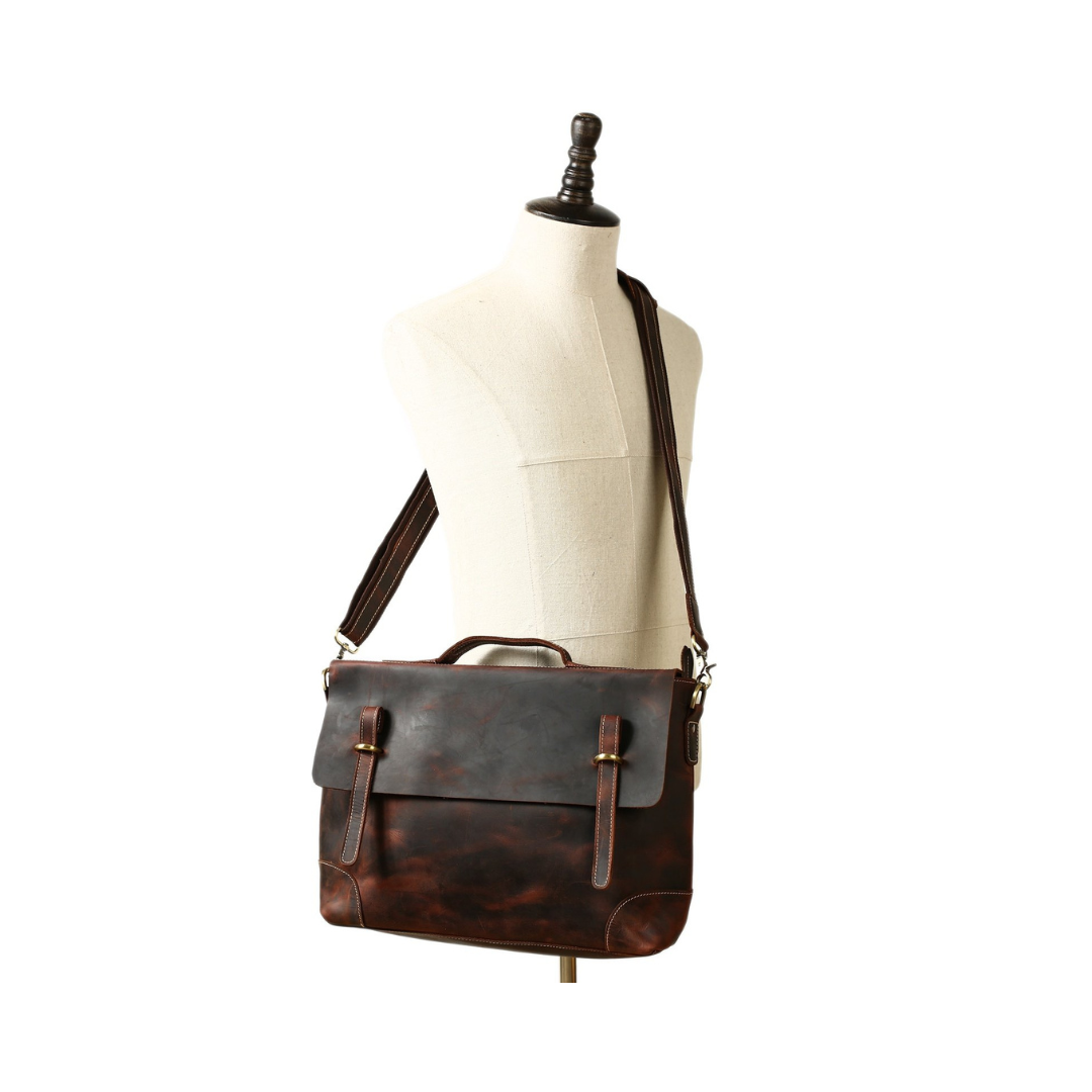 Vintage Crazy Horse Leather Briefcase, Messenger Bag, Laptop Bag, Business Men's Bag