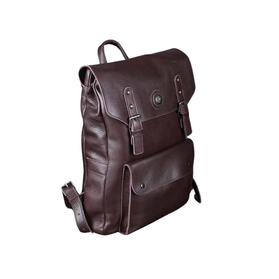 Handmade Vintage Full Grain Leather Backpack 002 - Blue Sebe Handmade Leather Bags