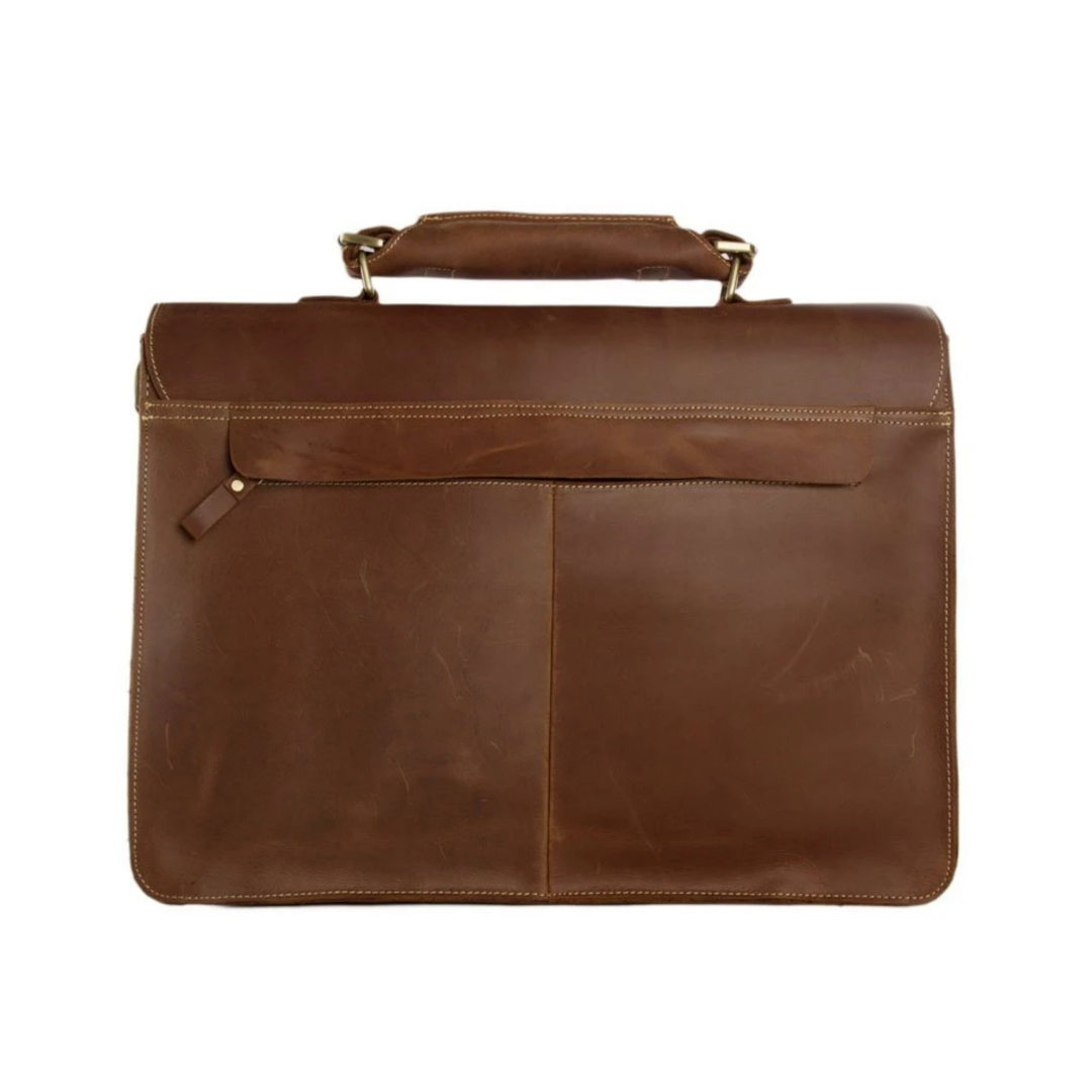 Handmade Italian Full Grain Vintage Brown Leather Briefcase Men Messenger Bag Laptop Bag