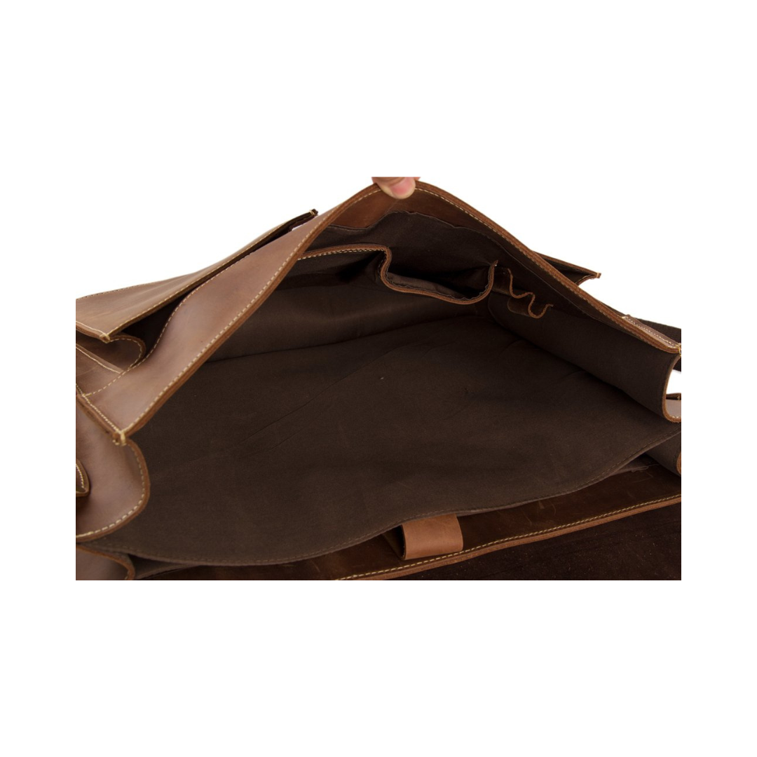 Handmade Italian Full Grain Vintage Brown Leather Briefcase Men Messenger Bag Laptop Bag
