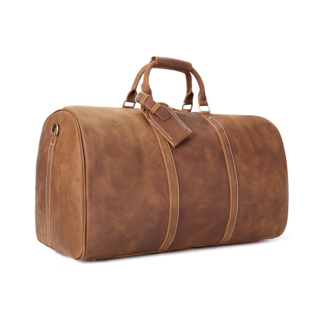 Handmade Extra Large Vintage Full Grain Leather Travel Bag, Duffle Bag, Holdall Luggage Bag