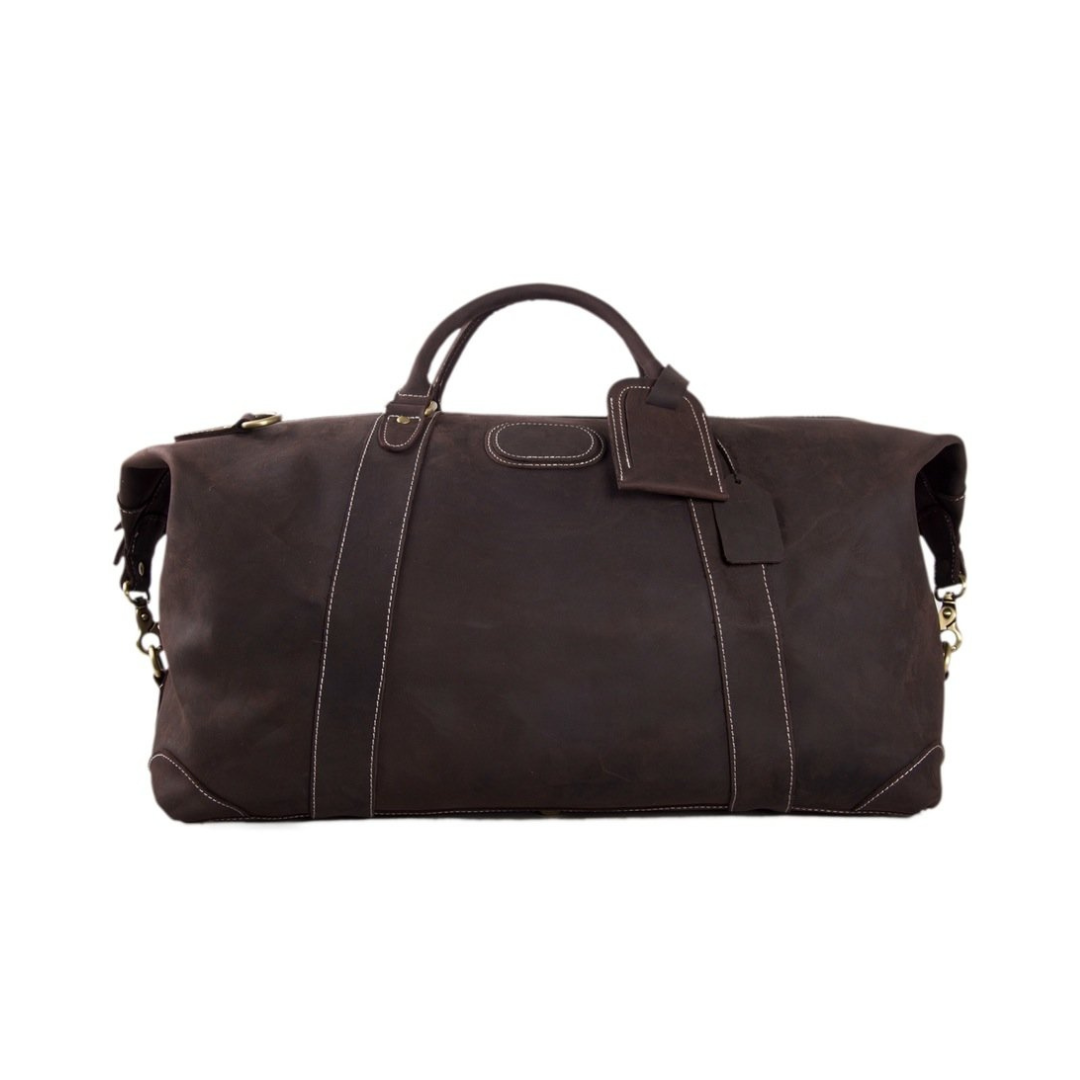 Handmade Vintage Genuine Cowhide Leather Travel Bag, Duffle Bag, Weekender Bag