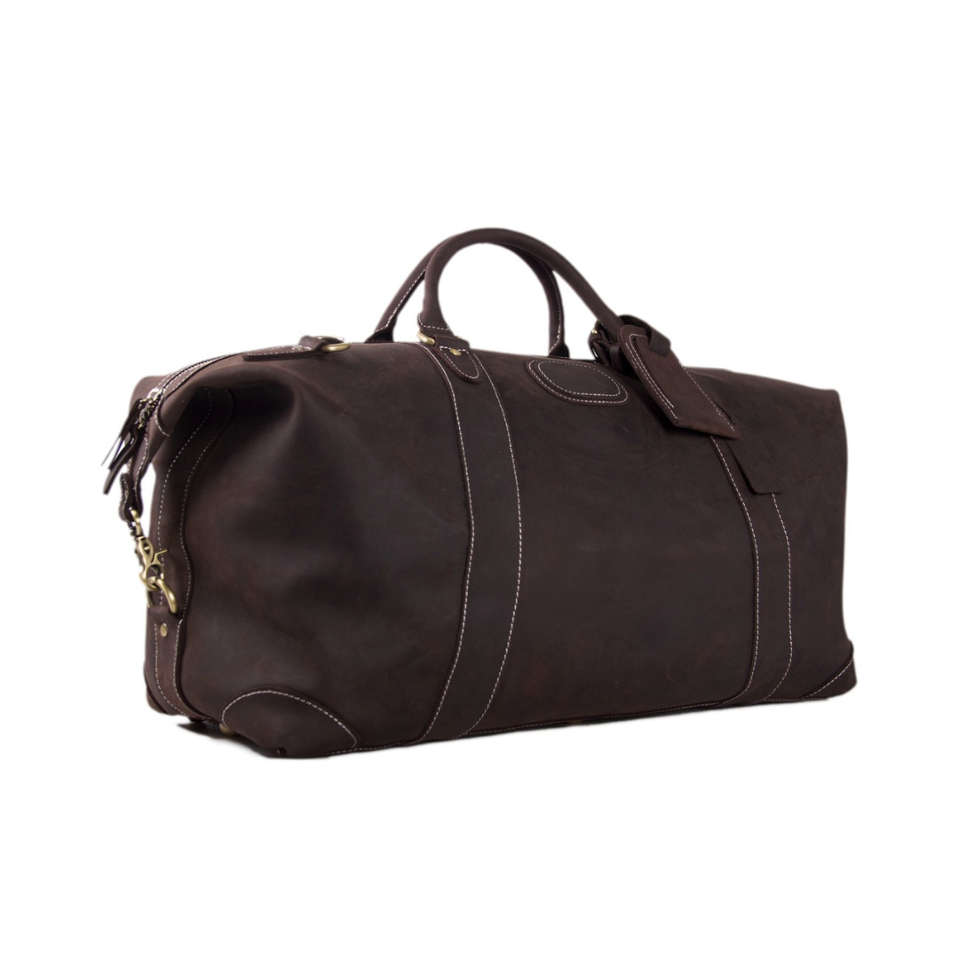 Handmade Vintage Genuine Cowhide Leather Travel Bag, Duffle Bag, Weekender Bag