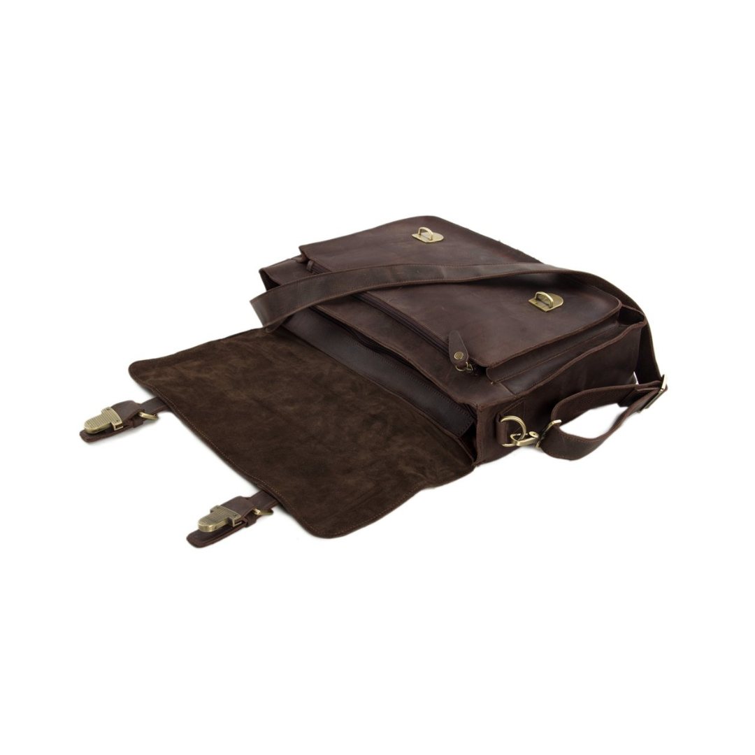 Handmade Vintage Genuine Leather Briefcase Messenger Bag Laptop Bag Men's Handbag