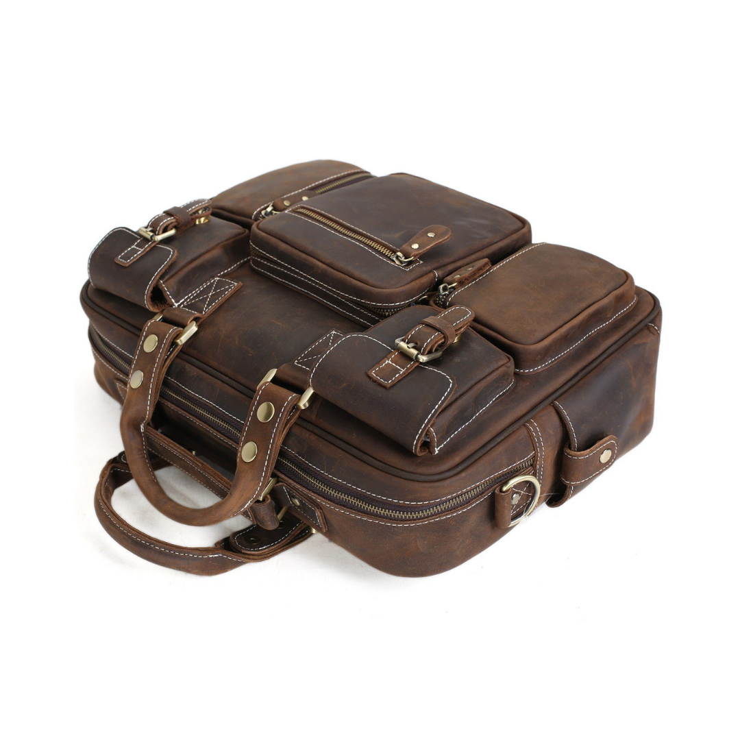 Handcrafted Vintage Extra Large Genuine Leather Travel Bag Duffle Bag Organizer Bag