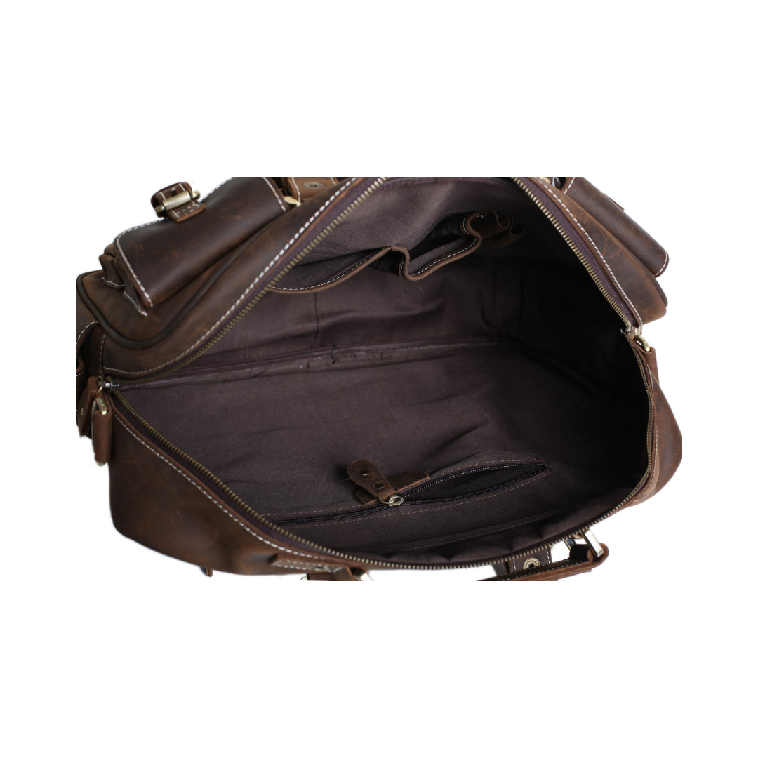 Handcrafted Vintage Extra Large Genuine Leather Travel Bag Duffle Bag Organizer Bag