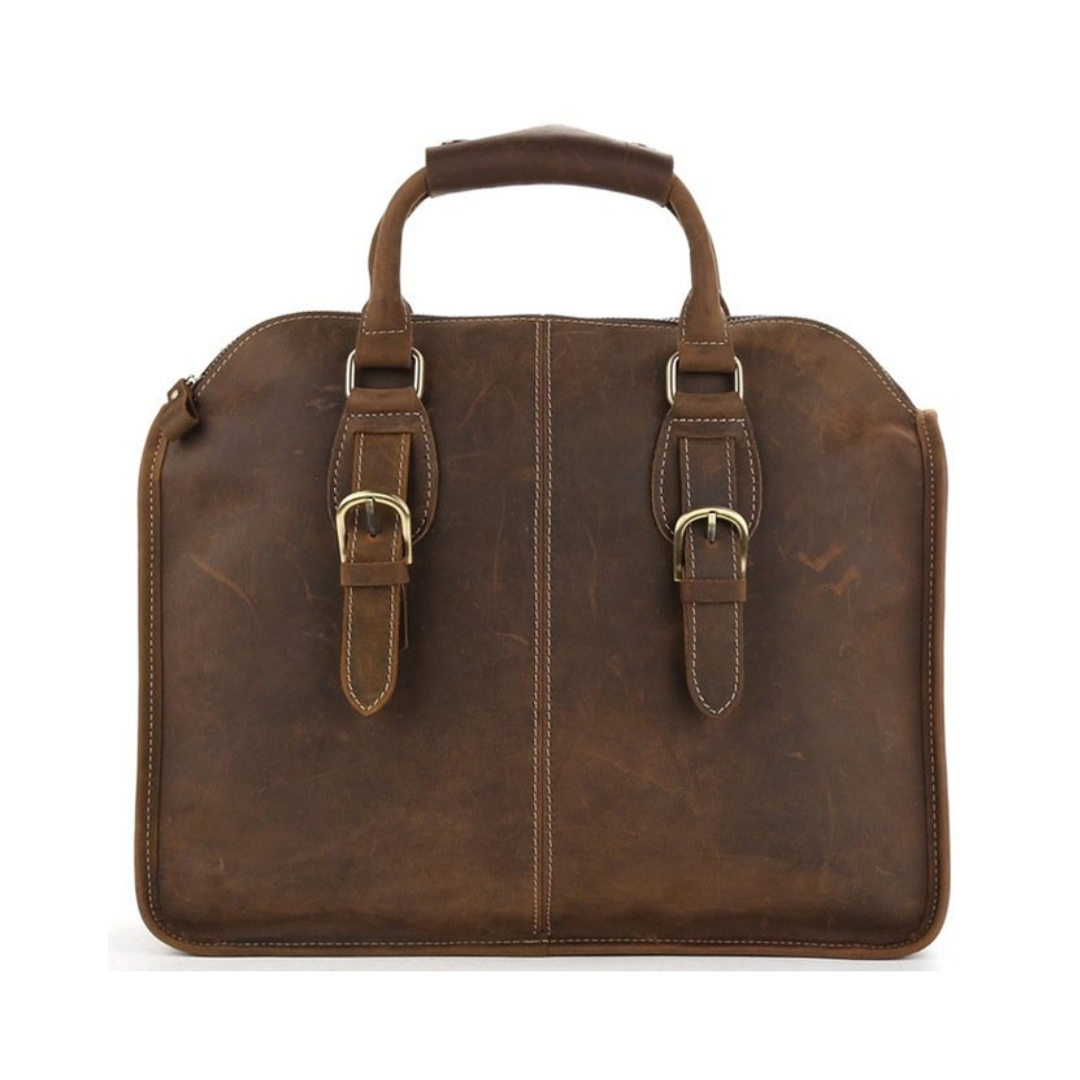 Handmade Vintage Leather Laptop Briefcase Mens Messenger Shoulder Bag This Satchel is very exquisite and vintage; it is made of full grain leather and perfect for the consummate professionals, business men, lawyers, and more. This Messenger bag is perfect as your everyday bag, and can fit a 14 inches laptop, as well as many accessories.