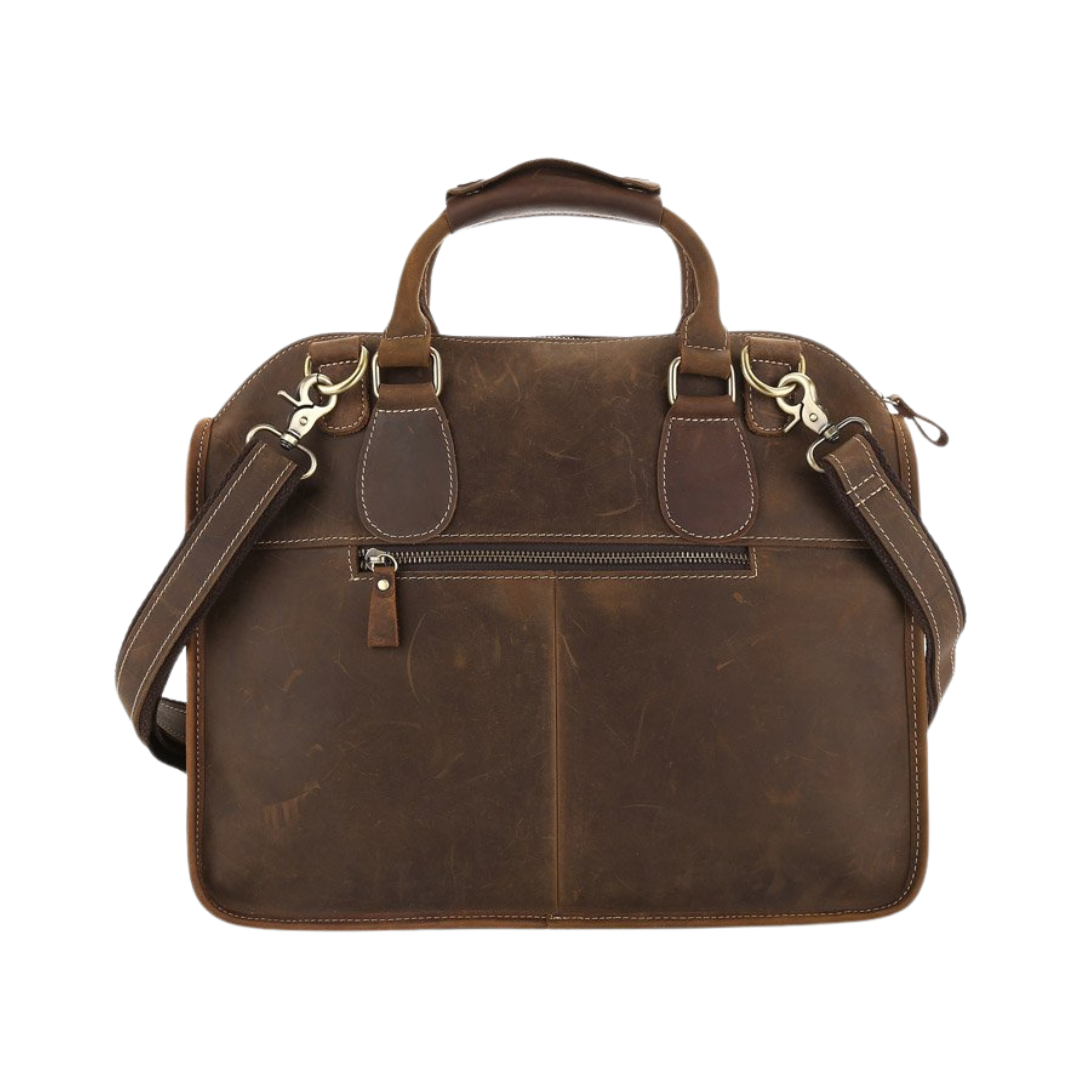 Handmade Vintage Leather Laptop Briefcase Mens Messenger Shoulder Bag This Satchel is very exquisite and vintage; it is made of full grain leather and perfect for the consummate professionals, business men, lawyers, and more. This Messenger bag is perfect as your everyday bag, and can fit a 14 inches laptop, as well as many accessories.