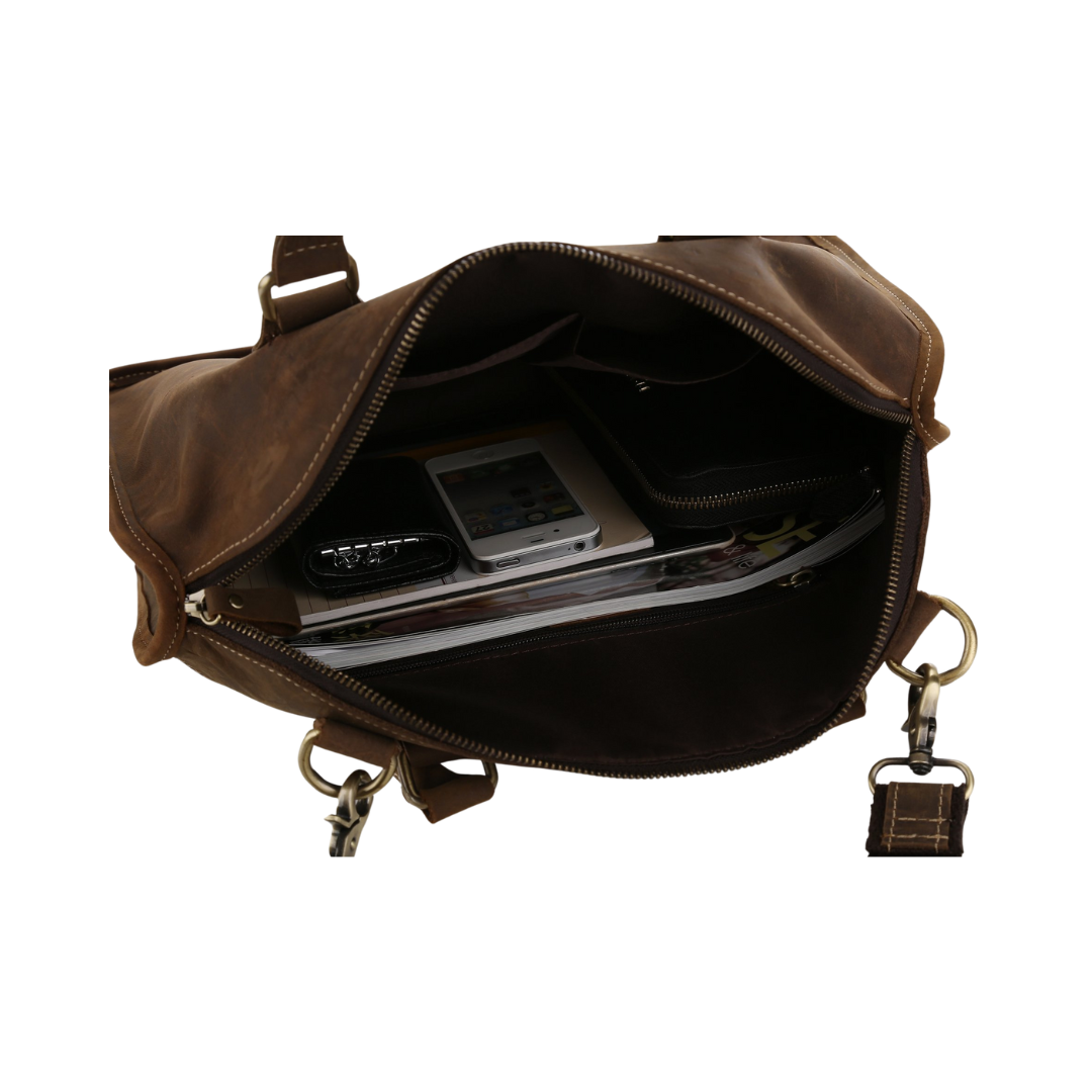 Handmade Vintage Leather Laptop Briefcase Mens Messenger Shoulder Bag This Satchel is very exquisite and vintage; it is made of full grain leather and perfect for the consummate professionals, business men, lawyers, and more. This Messenger bag is perfect as your everyday bag, and can fit a 14 inches laptop, as well as many accessories.