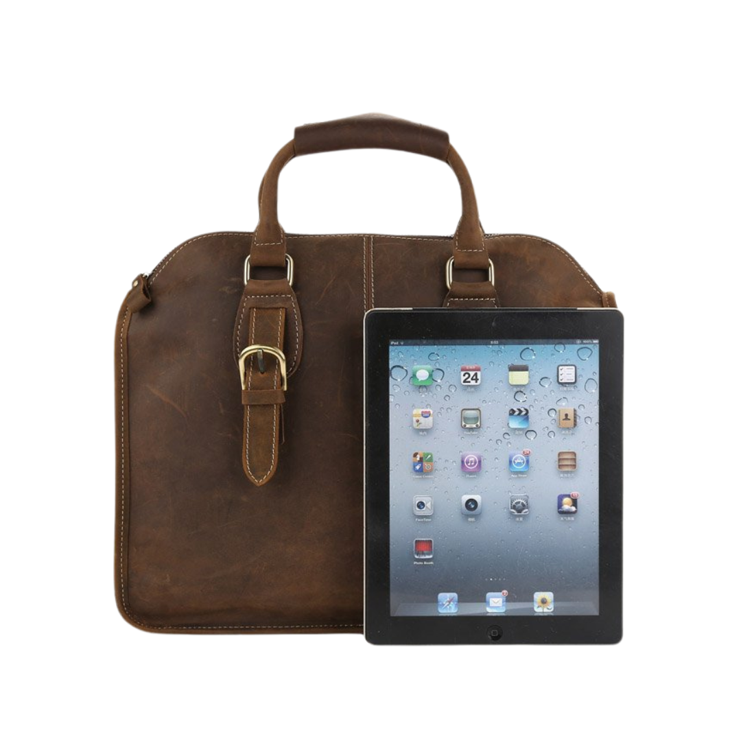Handmade Vintage Leather Laptop Briefcase Mens Messenger Shoulder Bag This Satchel is very exquisite and vintage; it is made of full grain leather and perfect for the consummate professionals, business men, lawyers, and more. This Messenger bag is perfect as your everyday bag, and can fit a 14 inches laptop, as well as many accessories.