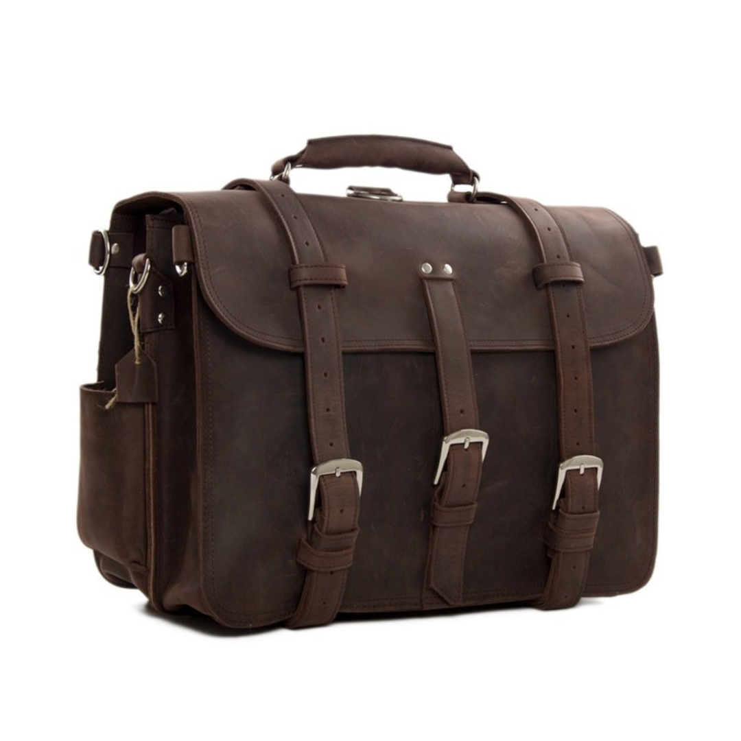<span>Thick genuine cowhide leather, quality hardware and nylon fabric were used to make this bag. This is the perfect everyday/travel bag, </span>it also can be used as a backpack, which can fit a 14''-16'' Laptop, an IPAD, A4 files, books, clothes, as well as many accessories.