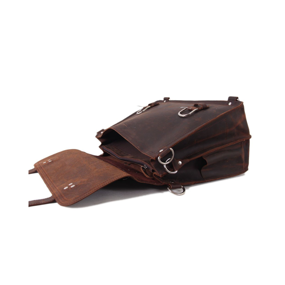 Handmade Vintage Leather Briefcase/Backpack, Men Messenger Bag, Laptop Bag