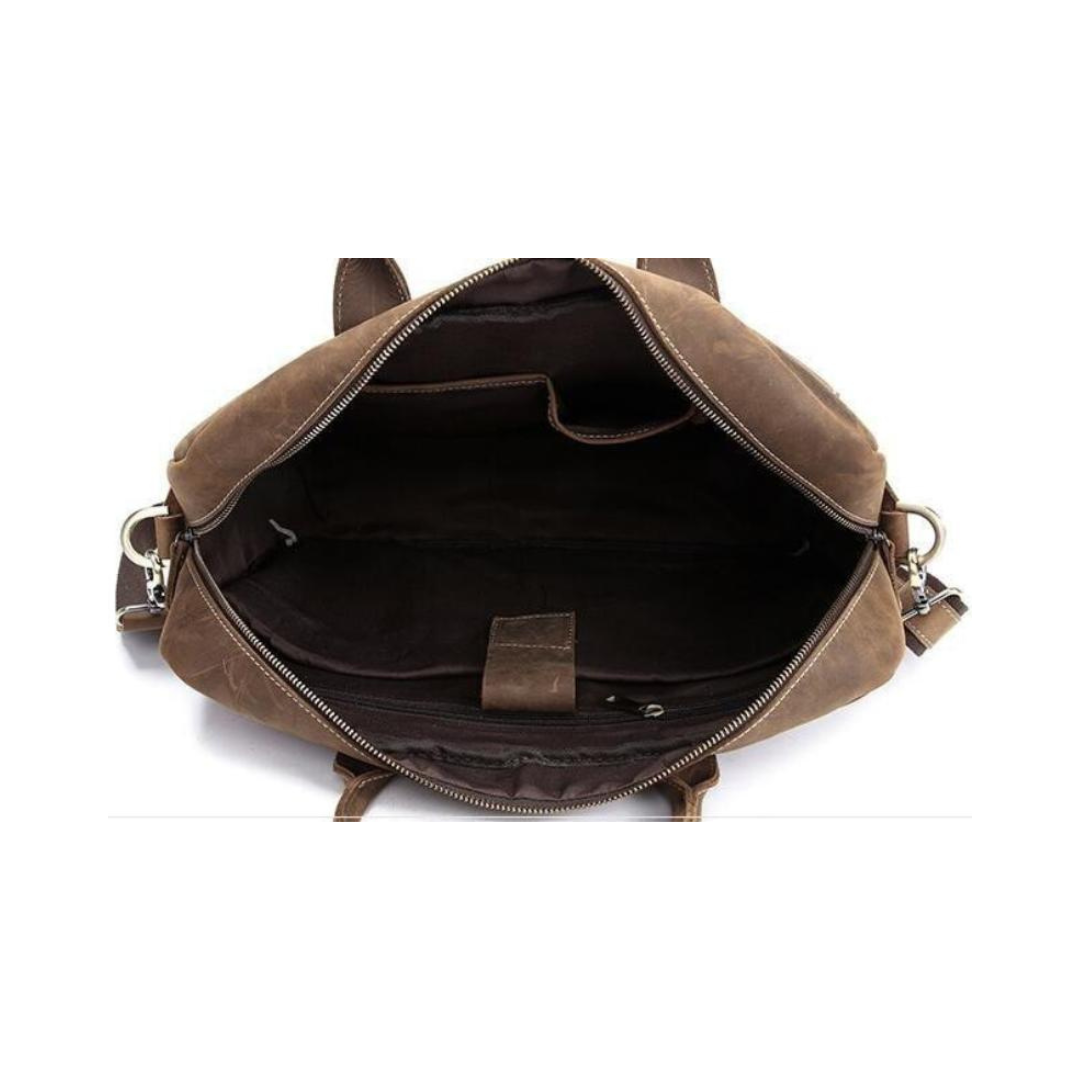 Handmade Vintage Leather Mens Briefcase, 16" Laptop Bag, Messenger Bag 
