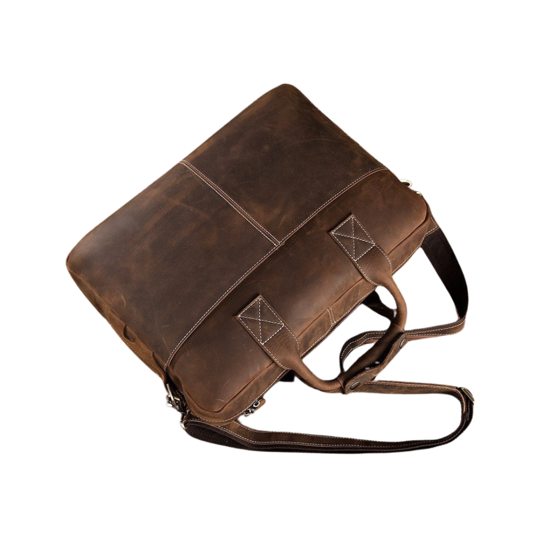 Handmade Vintage Leather Mens Briefcase, 16" Laptop Bag, Messenger Bag 