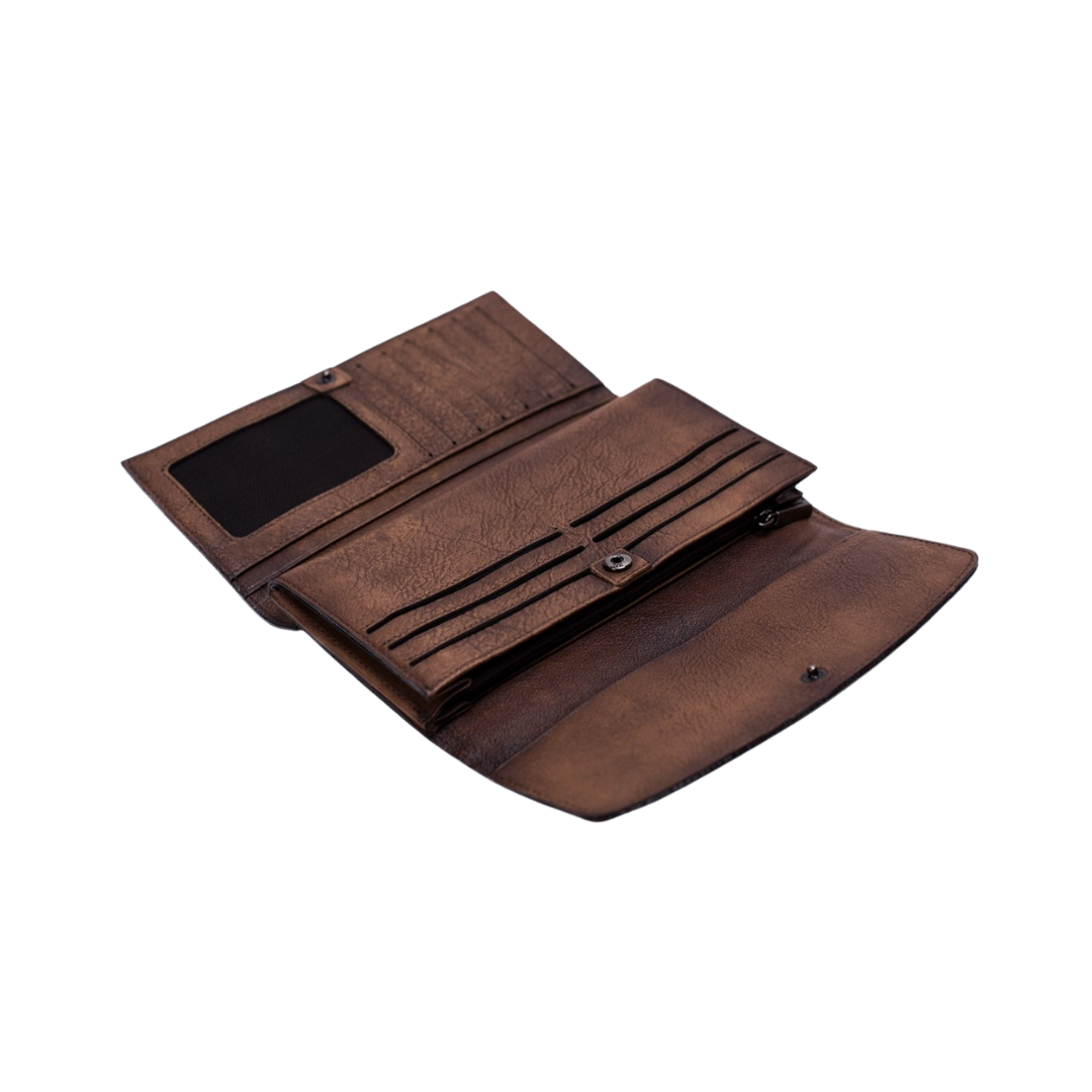 Vintage Style Genuine Natural Leather Wallet, Long Wallet, Men's Wallet 