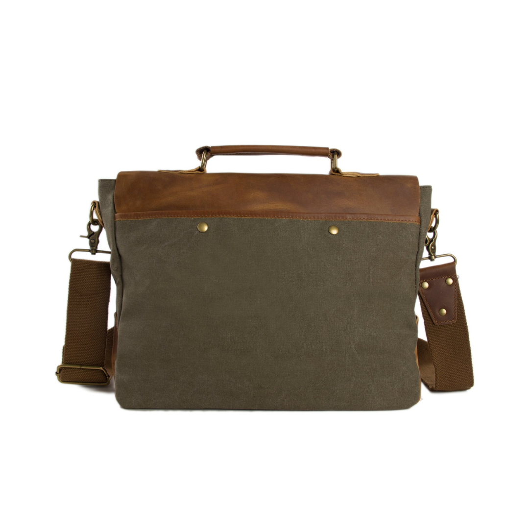 Handmade Canvas Leather Bag Briefcase Messenger Bag Shoulder Bag Laptop Bag