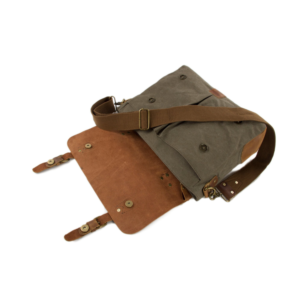 Handmade Canvas Leather Bag Briefcase Messenger Bag Shoulder Bag Laptop Bag