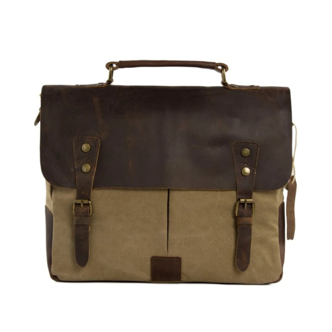 Handmade Canvas Leather Bag Briefcase Messenger Bag Shoulder Bag Laptop Bag
