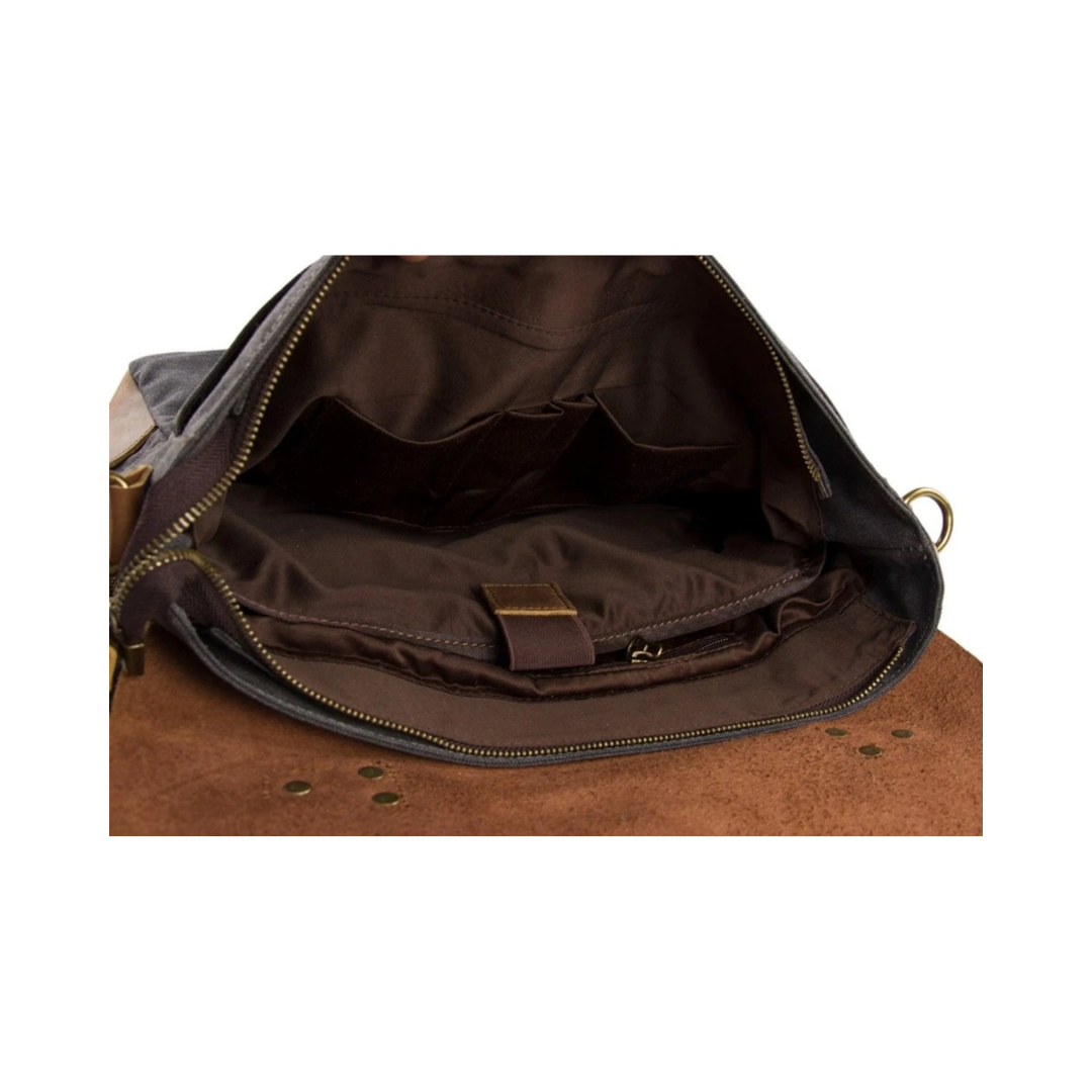 Handmade Canvas Leather Bag Briefcase Messenger Bag Shoulder Bag Laptop Bag