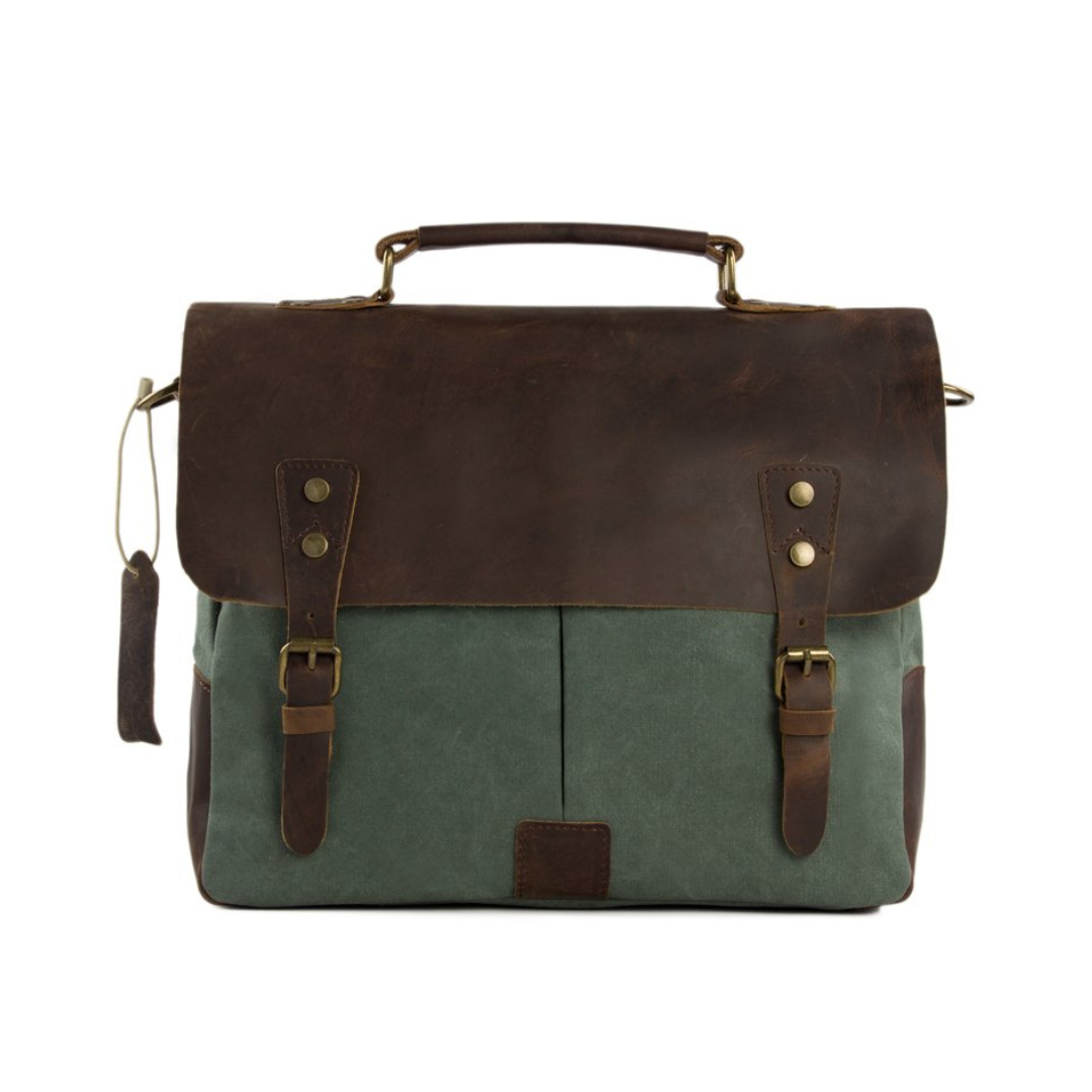 Handmade Canvas Leather Bag Briefcase Messenger Bag Shoulder Bag Laptop Bag