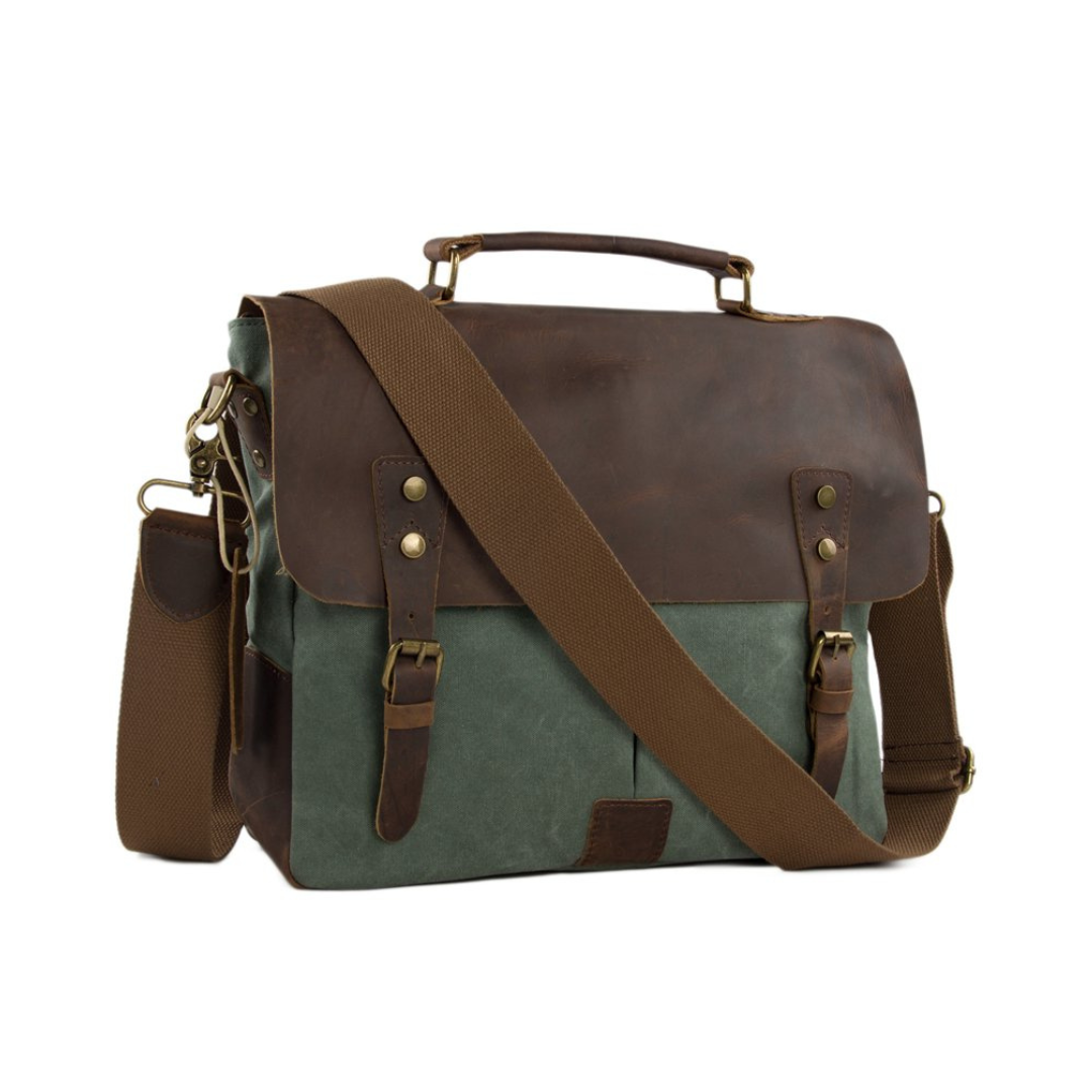 Handmade Canvas Leather Bag Briefcase Messenger Bag Shoulder Bag Laptop Bag