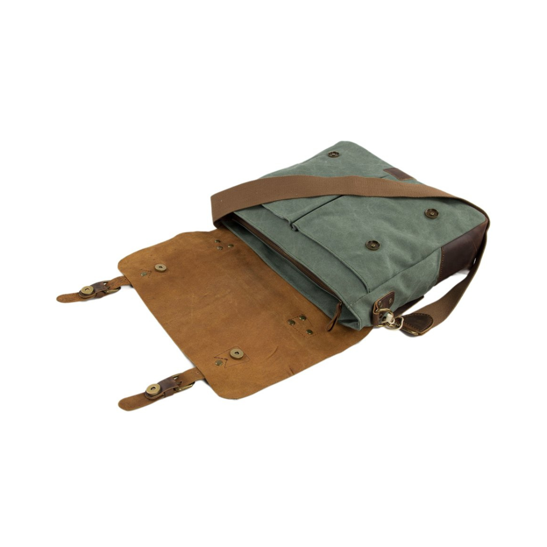 Handmade Canvas Leather Bag Briefcase Messenger Bag Shoulder Bag Laptop Bag