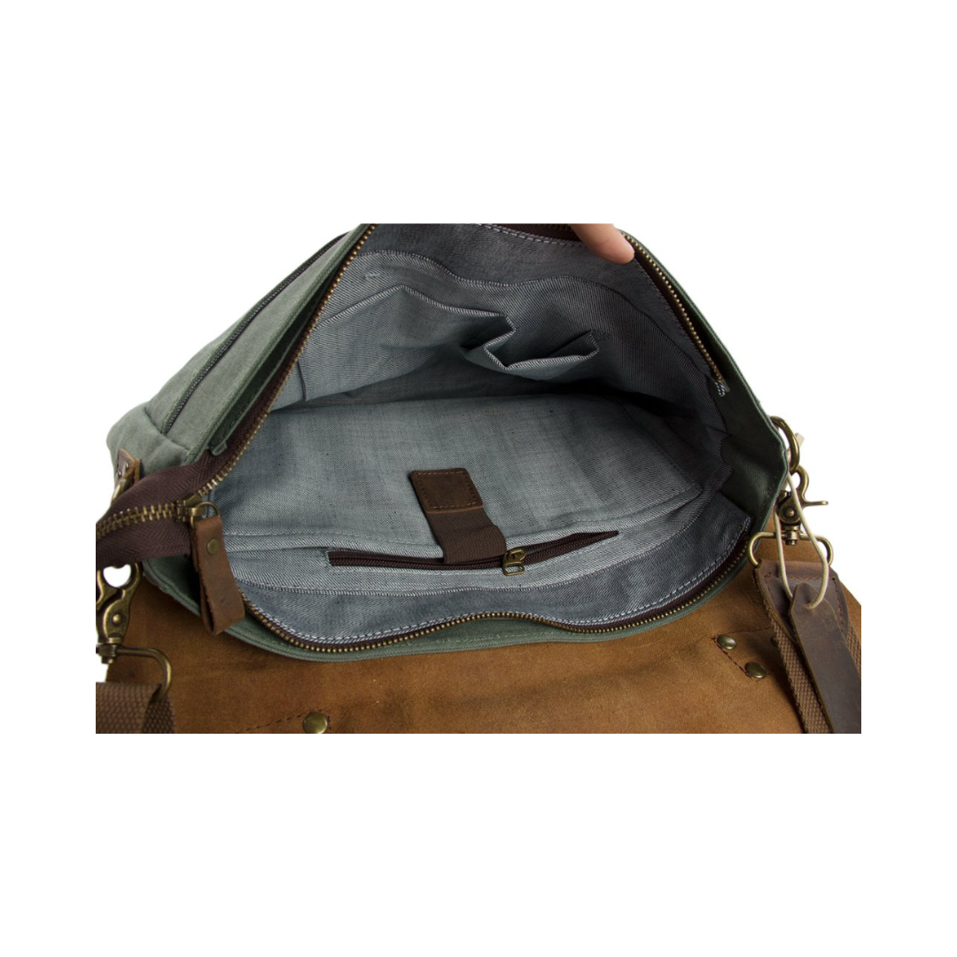 Handmade Canvas Leather Bag Briefcase Messenger Bag Shoulder Bag Laptop Bag