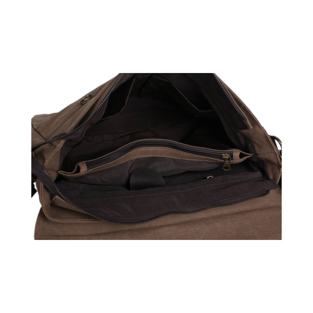 Handmade Canvas Leather Bag Briefcase Messenger Bag Shoulder Bag Laptop Bag