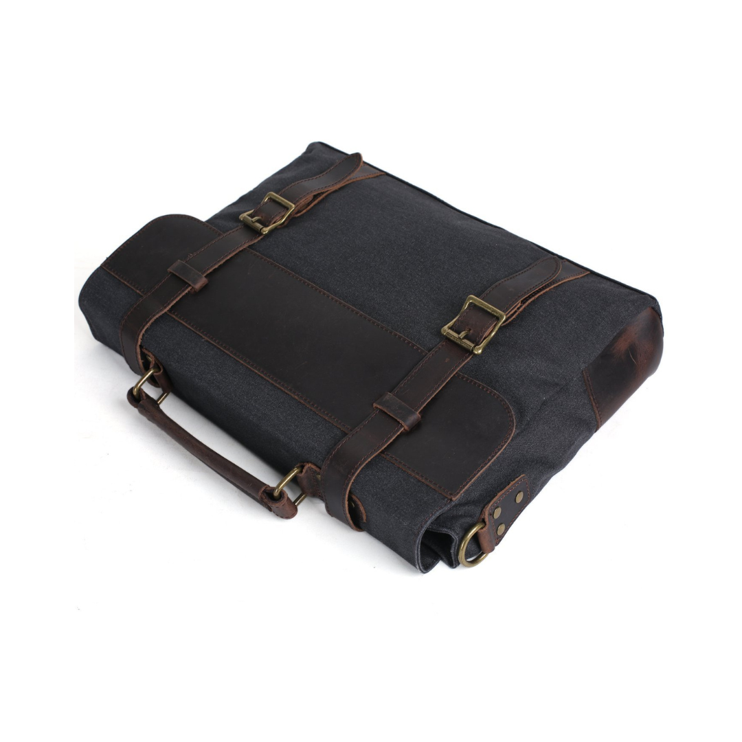 Handmade Canvas Leather Bag Briefcase Messenger Bag Shoulder Bag Laptop Bag