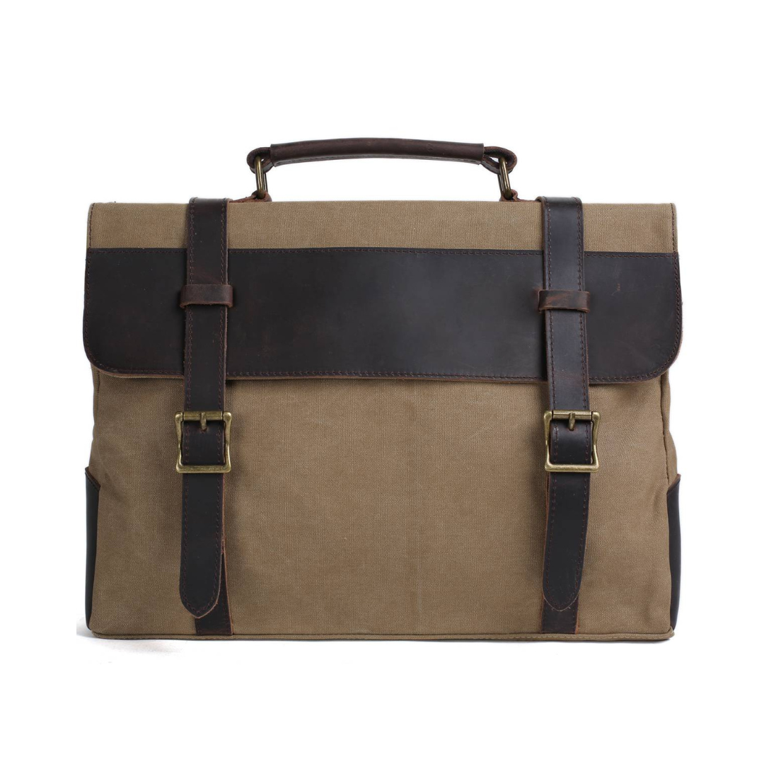 Handmade Canvas Leather Bag Briefcase Messenger Bag Shoulder Bag Laptop Bag