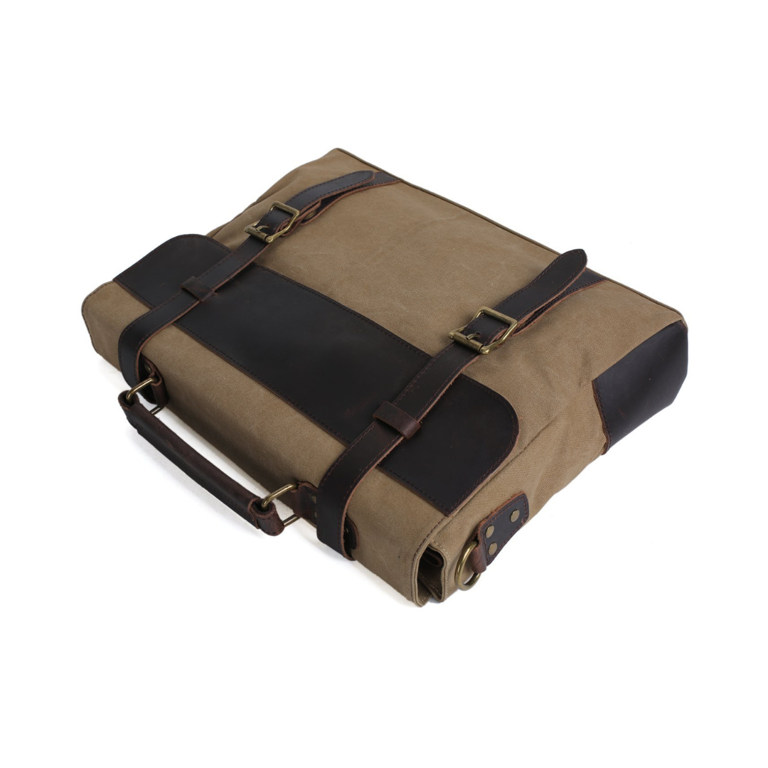 Handmade Canvas Leather Bag Briefcase Messenger Bag Shoulder Bag Laptop Bag