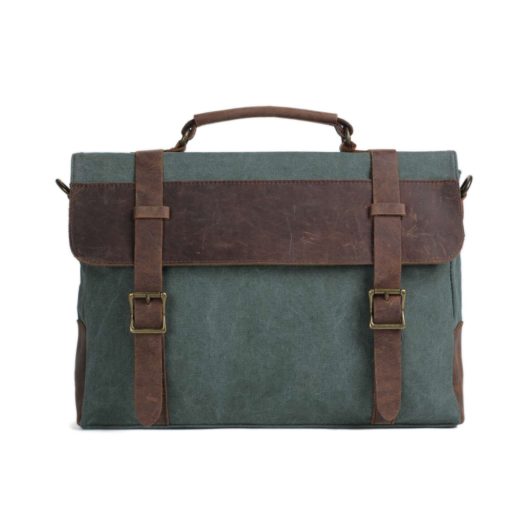 Handmade Canvas Leather Bag Briefcase Messenger Bag Shoulder Bag Laptop Bag