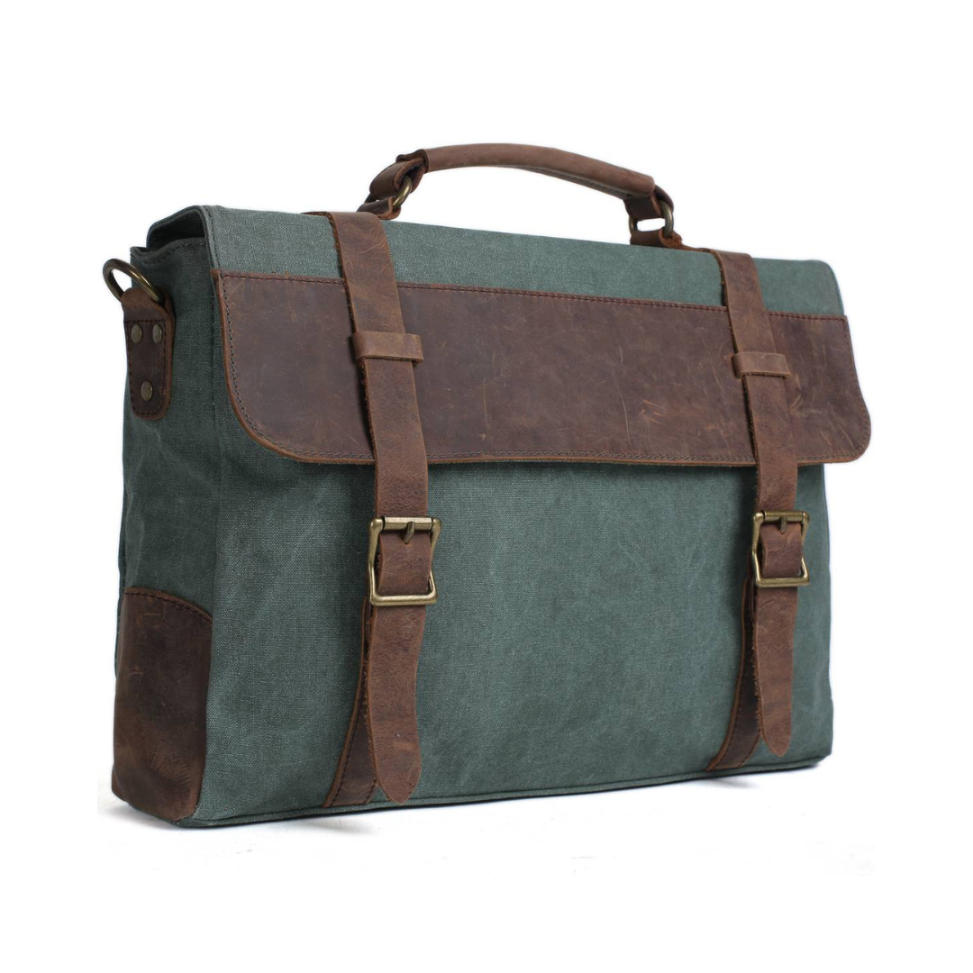 Handmade Canvas Leather Bag Briefcase Messenger Bag Shoulder Bag Laptop Bag